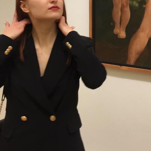 H&M Double Breasted Navy Blazer Jacket Size XS - Picture 4 of 9